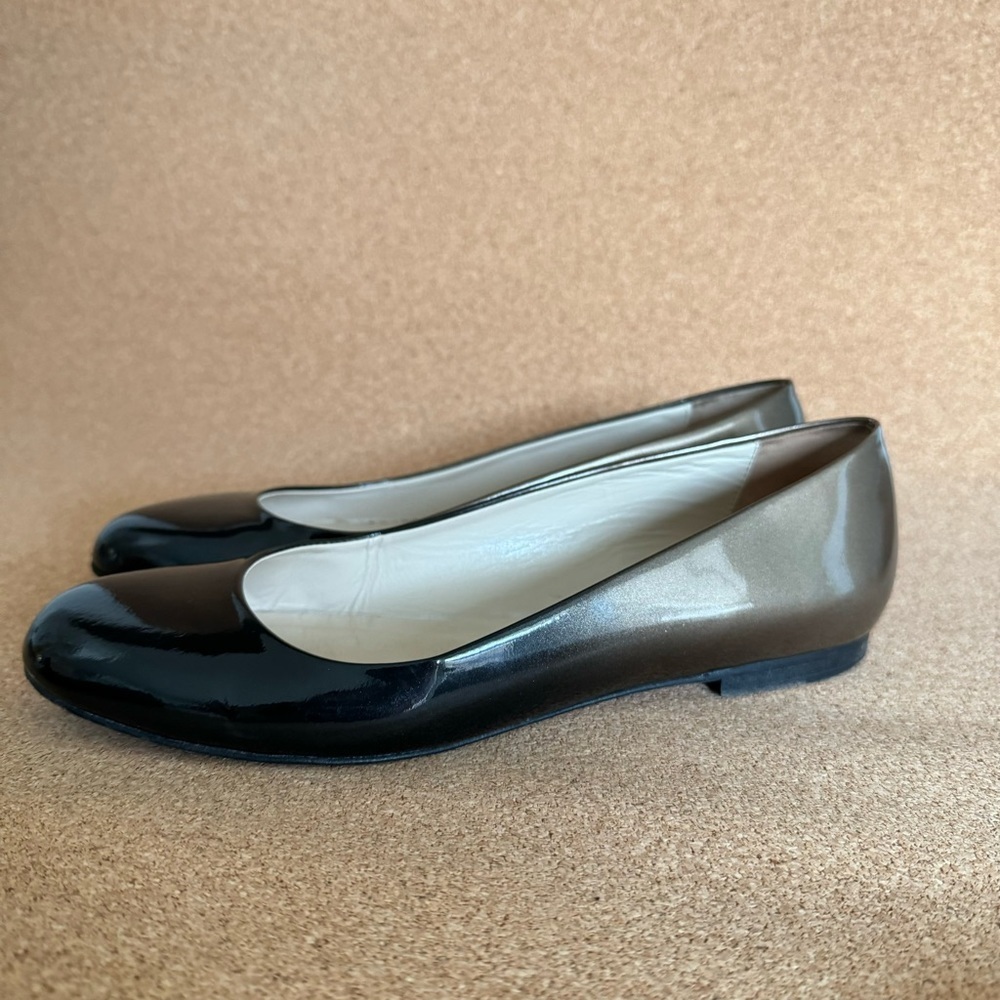 M. Gemi Black Gold Tan Ombré Patent leather Flats Size Eu 38 Us 7.5 - Picture 8 of 16